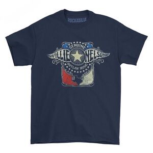 NWT Willie Nelson Wings Distressed Navy Unisex Graphic Band Tee – Medium